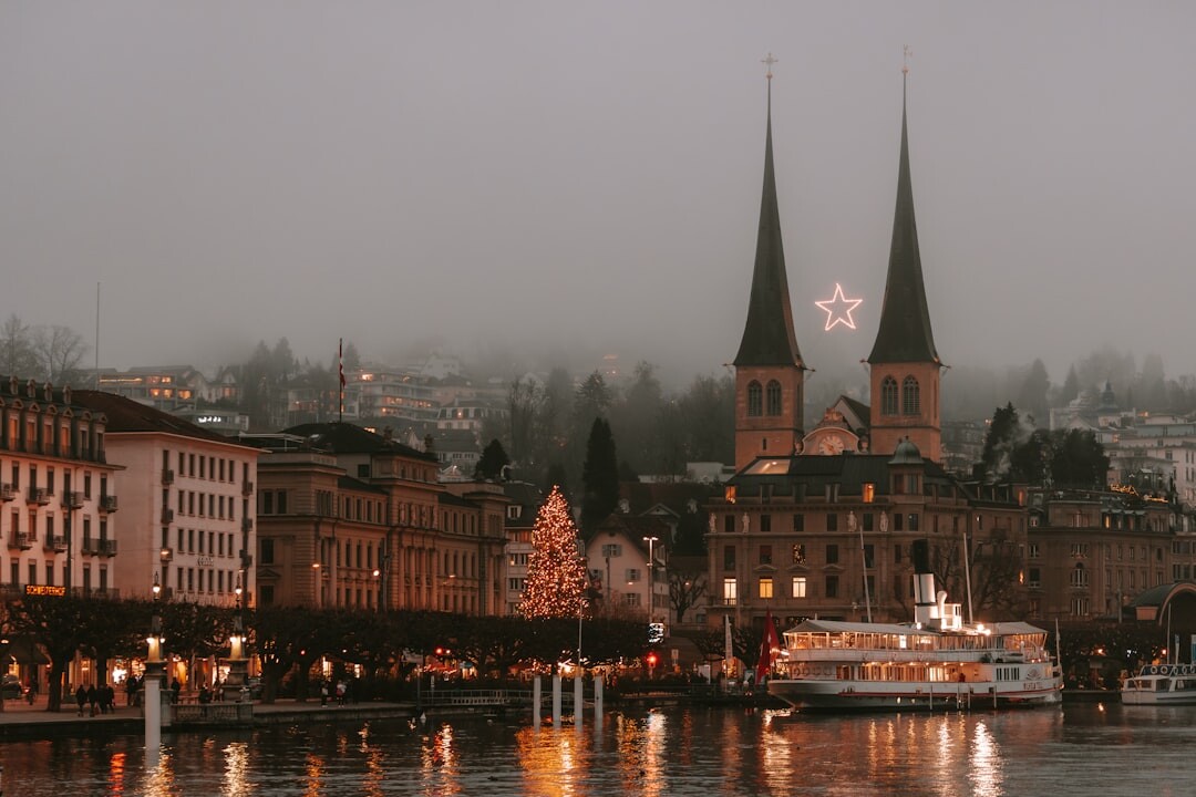 Elegant gala event in Geneva with guests in formal wear