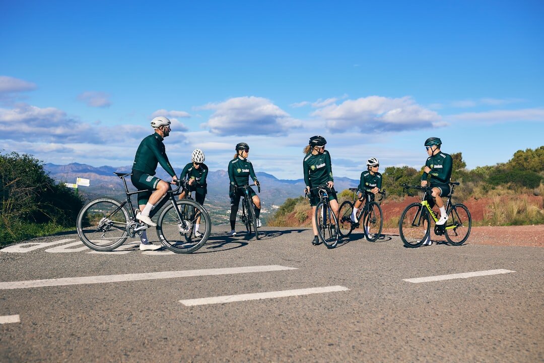group of cyclists training